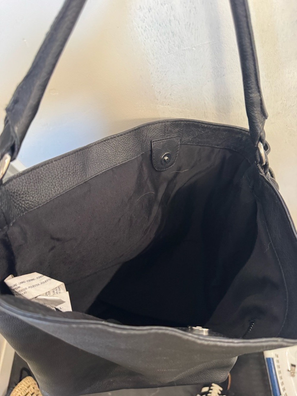 Vintage Nine West Black Leather Fringe Hobo - Picture 3 of 4